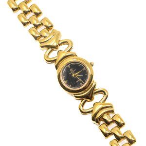 Vintage Givenchy Paris Women’s Quartz Watch – Gold-Tone Bracelet, Black Dial